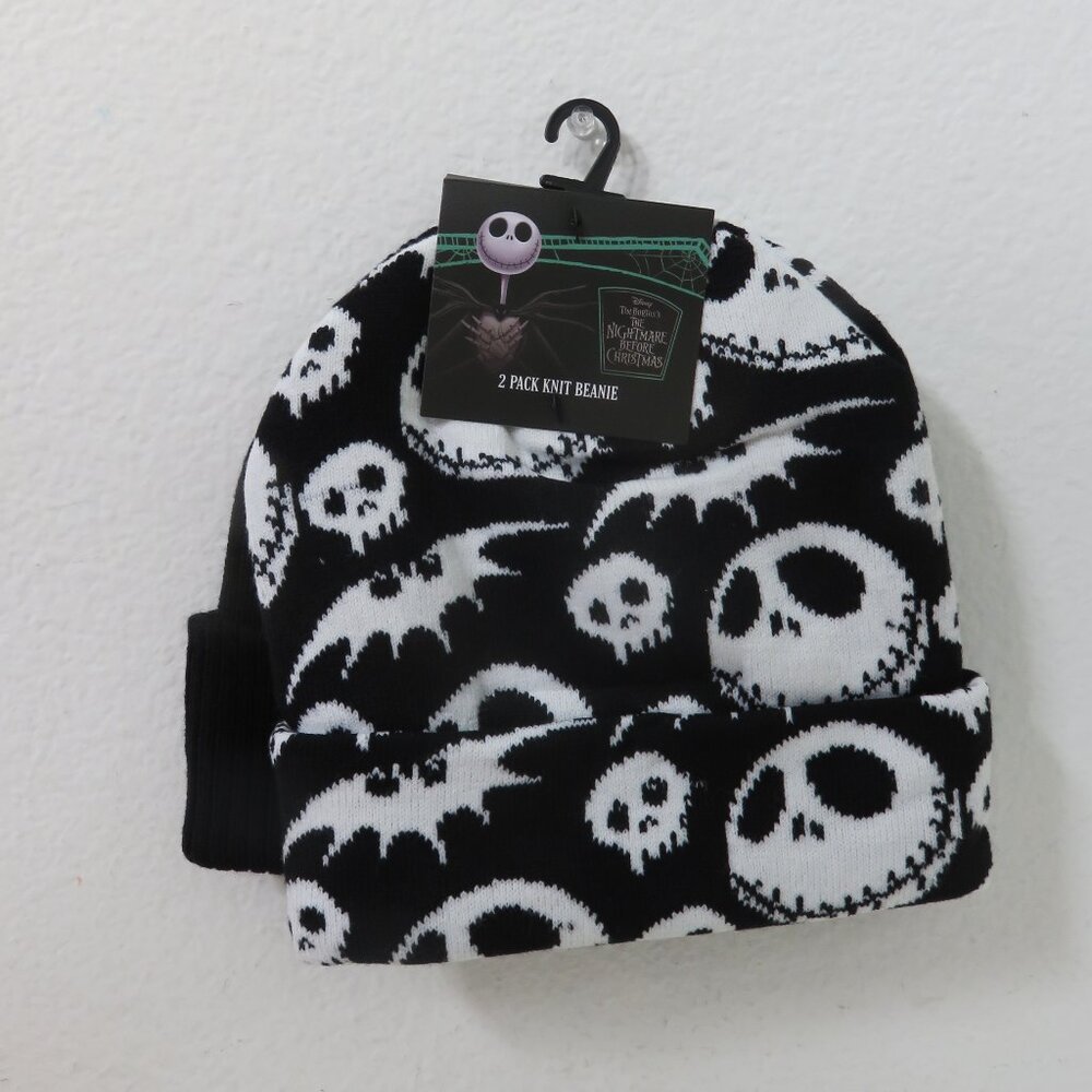 (#121) Disney The Nightmare Before Christmas 2 Pack Black & white Beanie Set